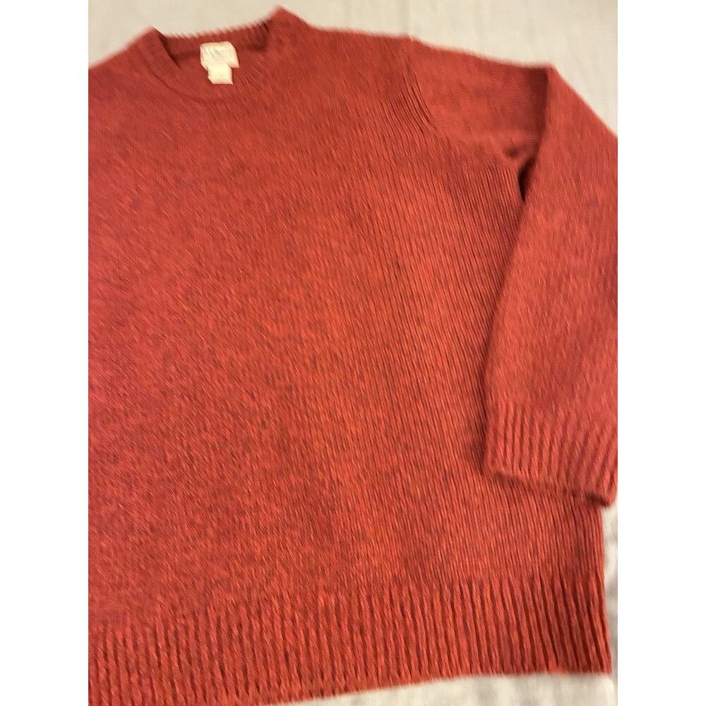 LL Bean 100% Lambswool Pullover Sweater Mens XL Reg Red/Orange Knit Herritage - Picture 3 of 7
